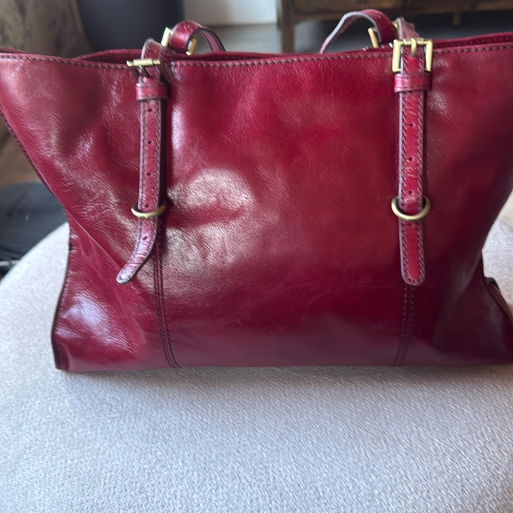 Red Leather Tote Bag